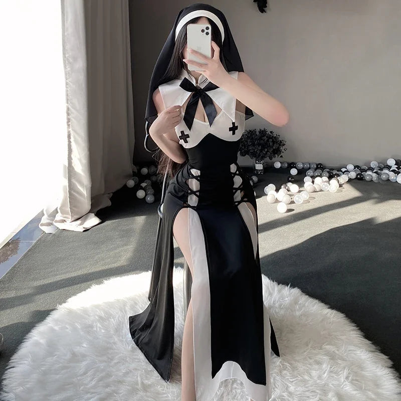 Nun Cosplay Lingerie Set - Black / One Size - Dresses - Lingerie - 3 - 2024
