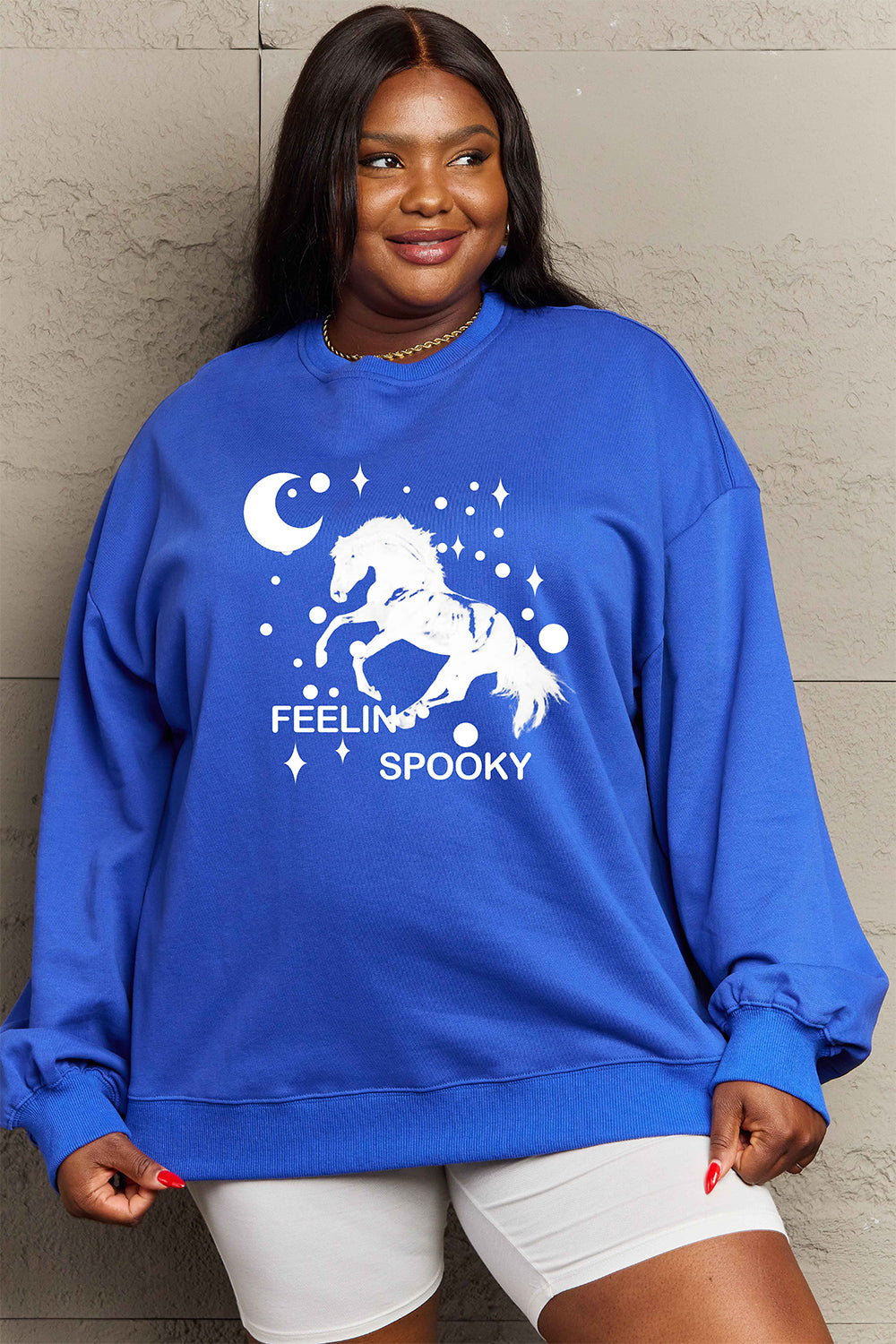 Full Size Graphic Drop Shoulder Sweatshirt - T-Shirts - Shirts & Tops - 16 - 2024