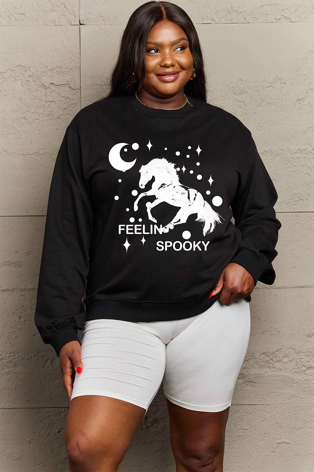 Full Size Graphic Drop Shoulder Sweatshirt - Black / S - T-Shirts - Shirts & Tops - 19 - 2024