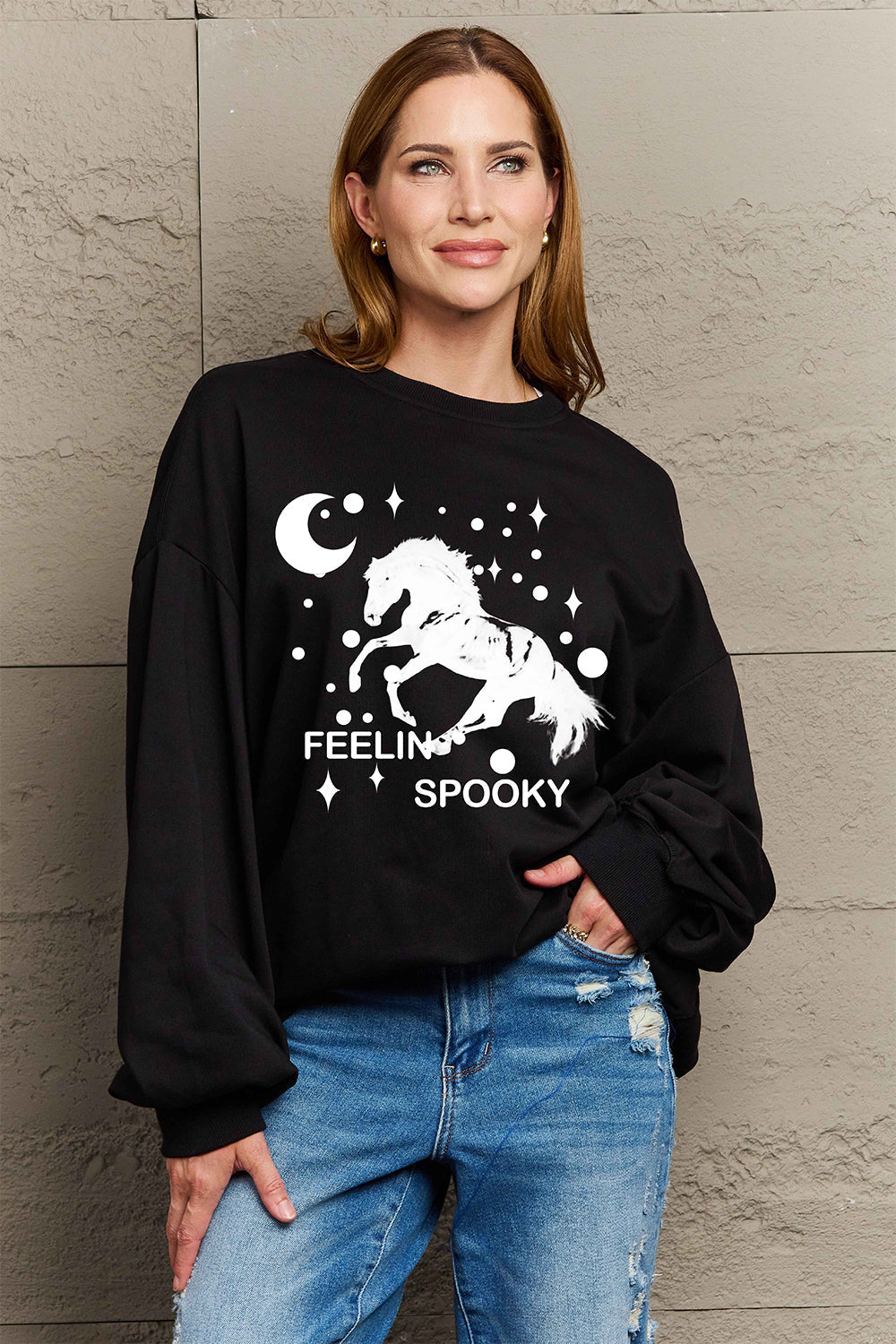 Full Size Graphic Drop Shoulder Sweatshirt - T-Shirts - Shirts & Tops - 22 - 2024