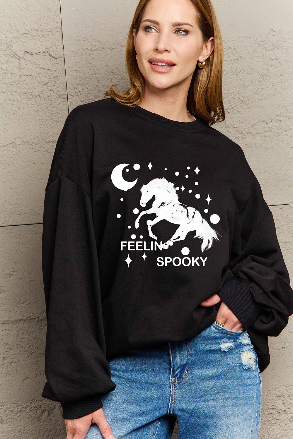 Full Size Graphic Drop Shoulder Sweatshirt - T-Shirts - Shirts & Tops - 23 - 2024