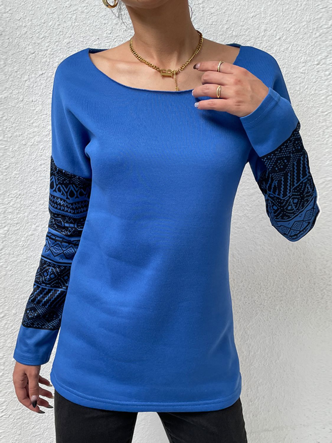 Printed Drop Shoulder Tunic Top - Blue / S - T-Shirts - Shirts & Tops - 4 - 2024