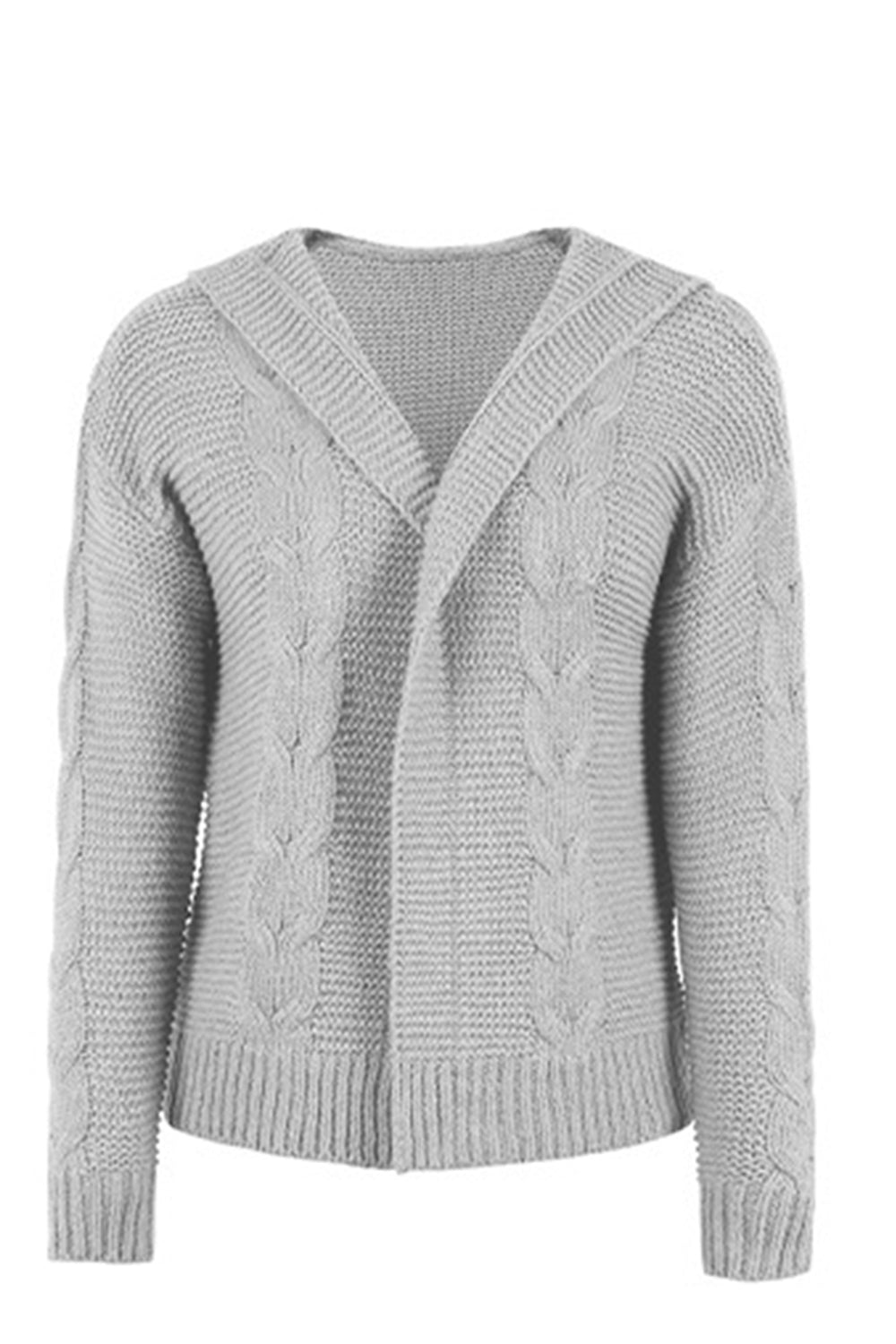 Cable-Knit Dropped Shoulder Hooded Cardigan - Women’s Clothing & Accessories - Shirts & Tops - 9 - 2024