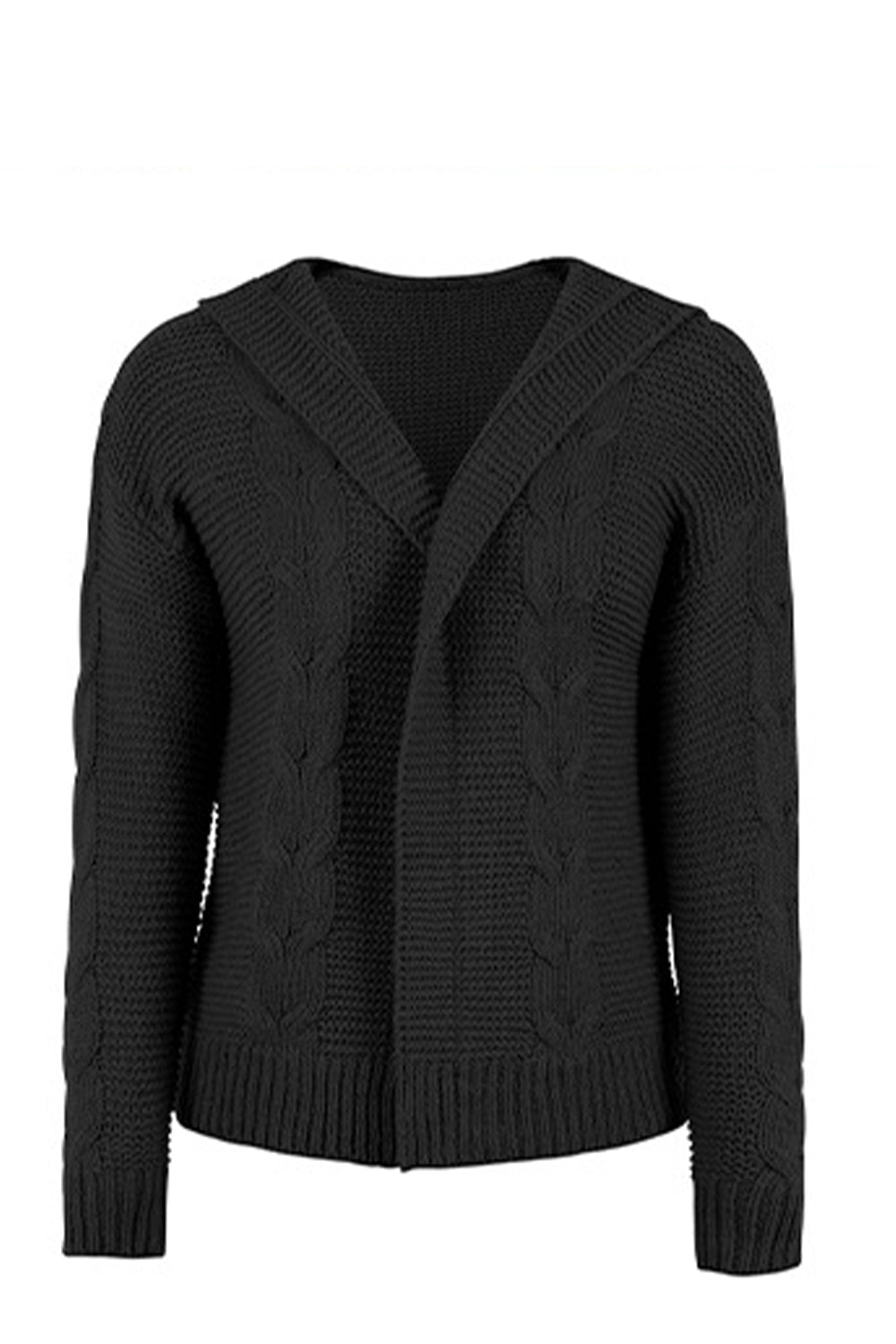 Cable-Knit Dropped Shoulder Hooded Cardigan - Women’s Clothing & Accessories - Shirts & Tops - 6 - 2024