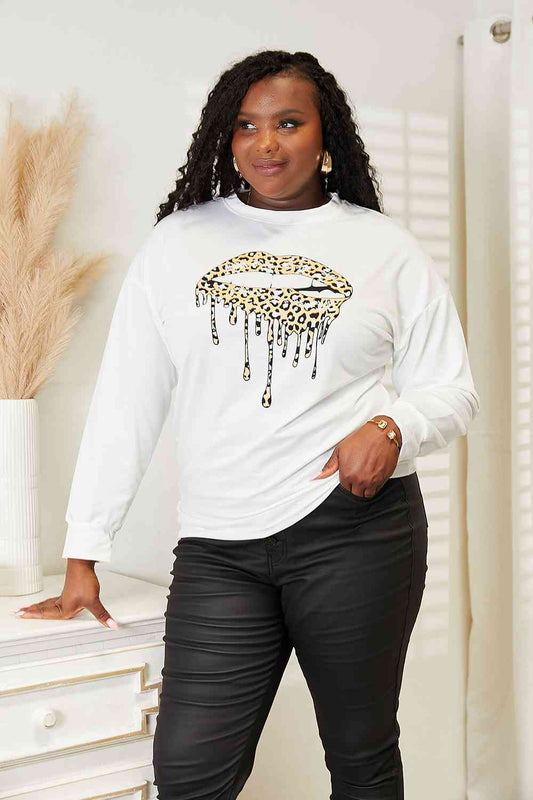 Graphic Dropped Shoulder Round Neck Sweatshirt - White / S - T-Shirts - Shirts & Tops - 1 - 2024