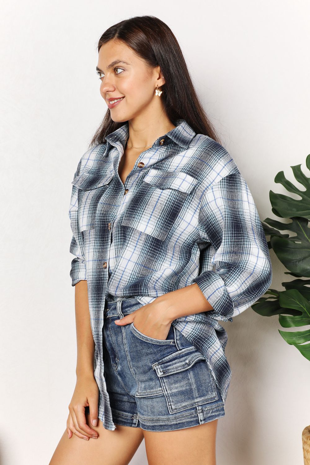 Plaid Dropped Shoulder Shirt - T-Shirts - Shirts & Tops - 3 - 2024