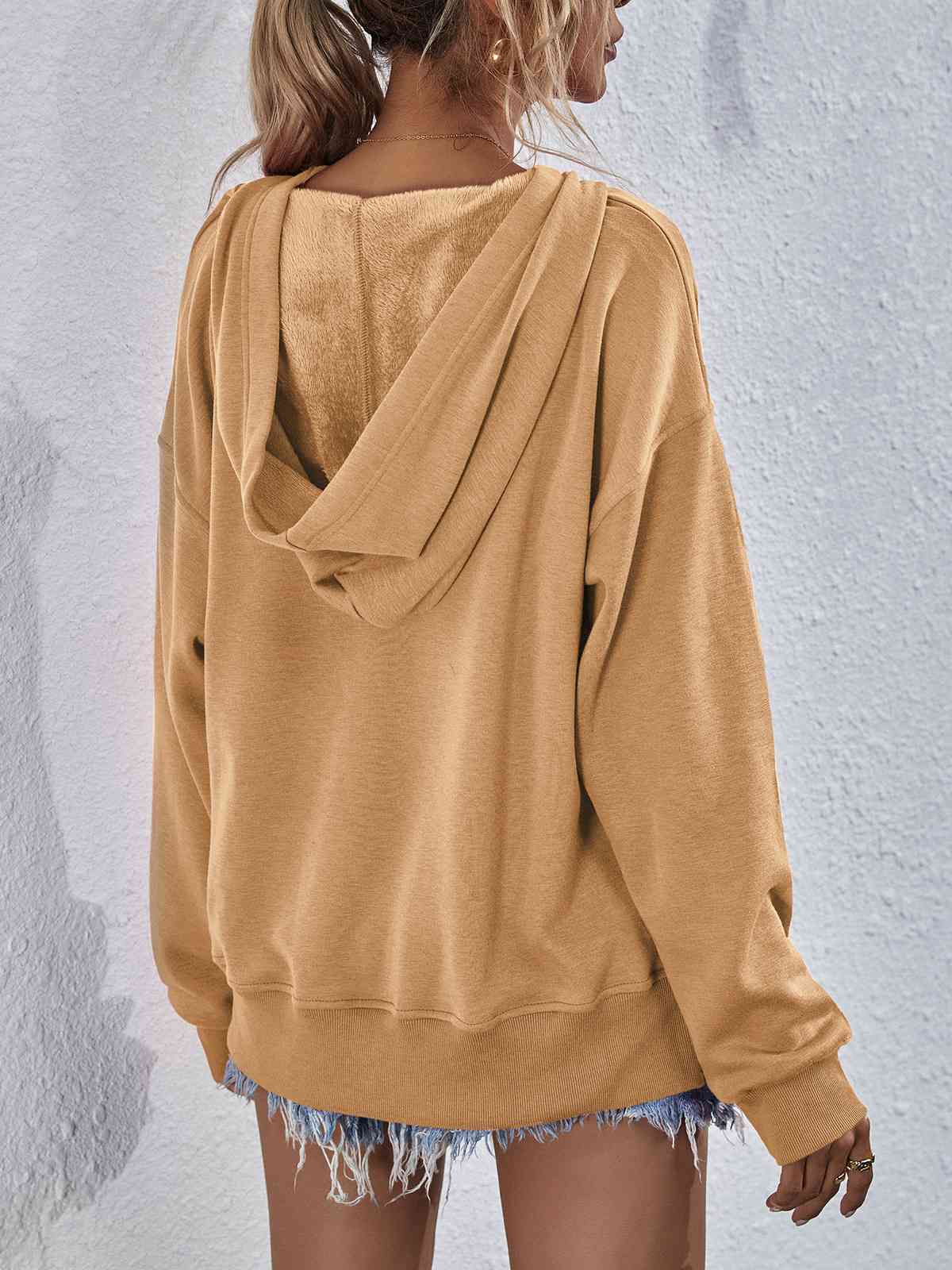 Dropped Shoulder Slit Hoodie - Hoodies & Sweatshirts - Shirts & Tops - 12 - 2024