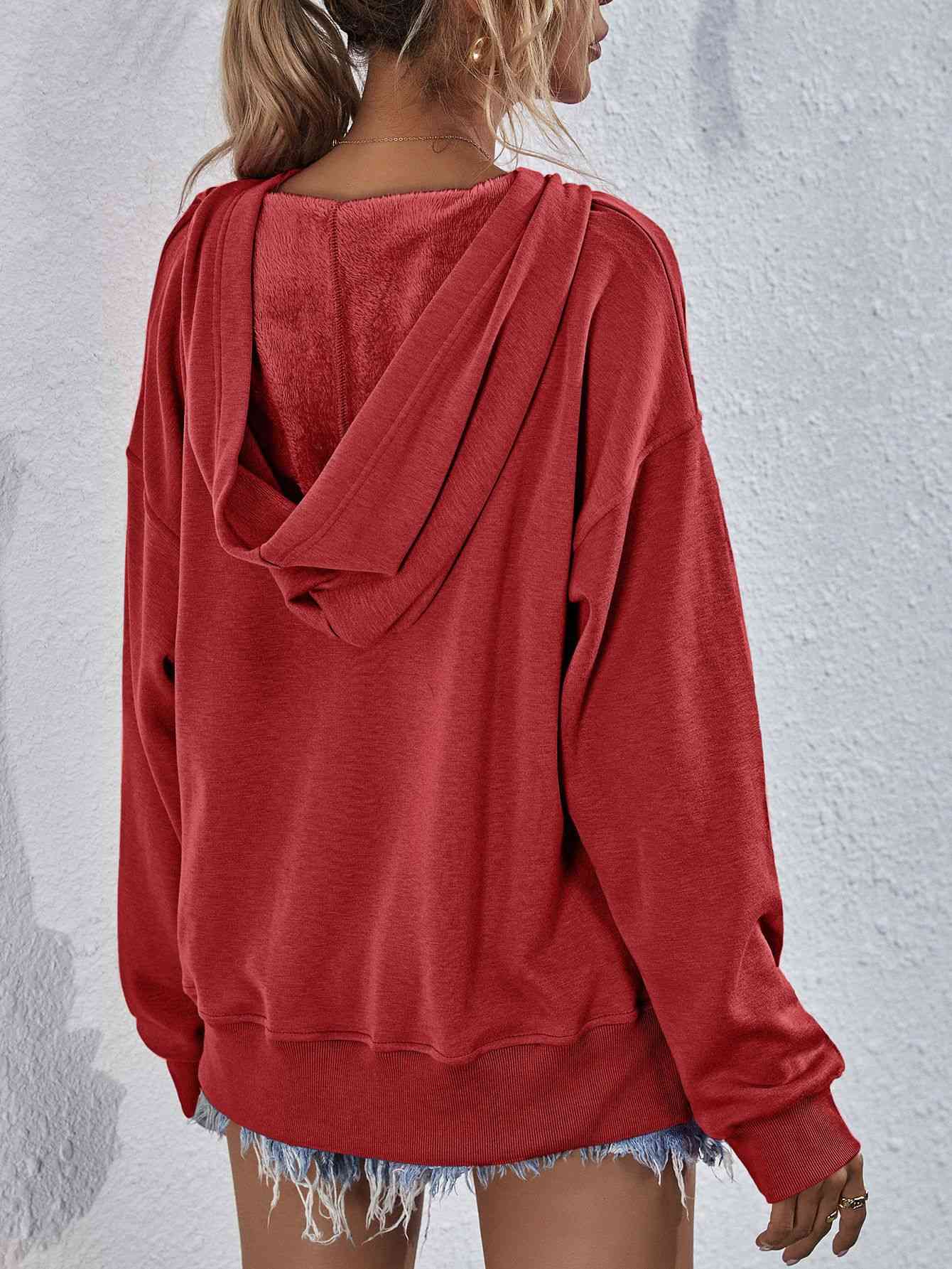 Dropped Shoulder Slit Hoodie - Hoodies & Sweatshirts - Shirts & Tops - 18 - 2024