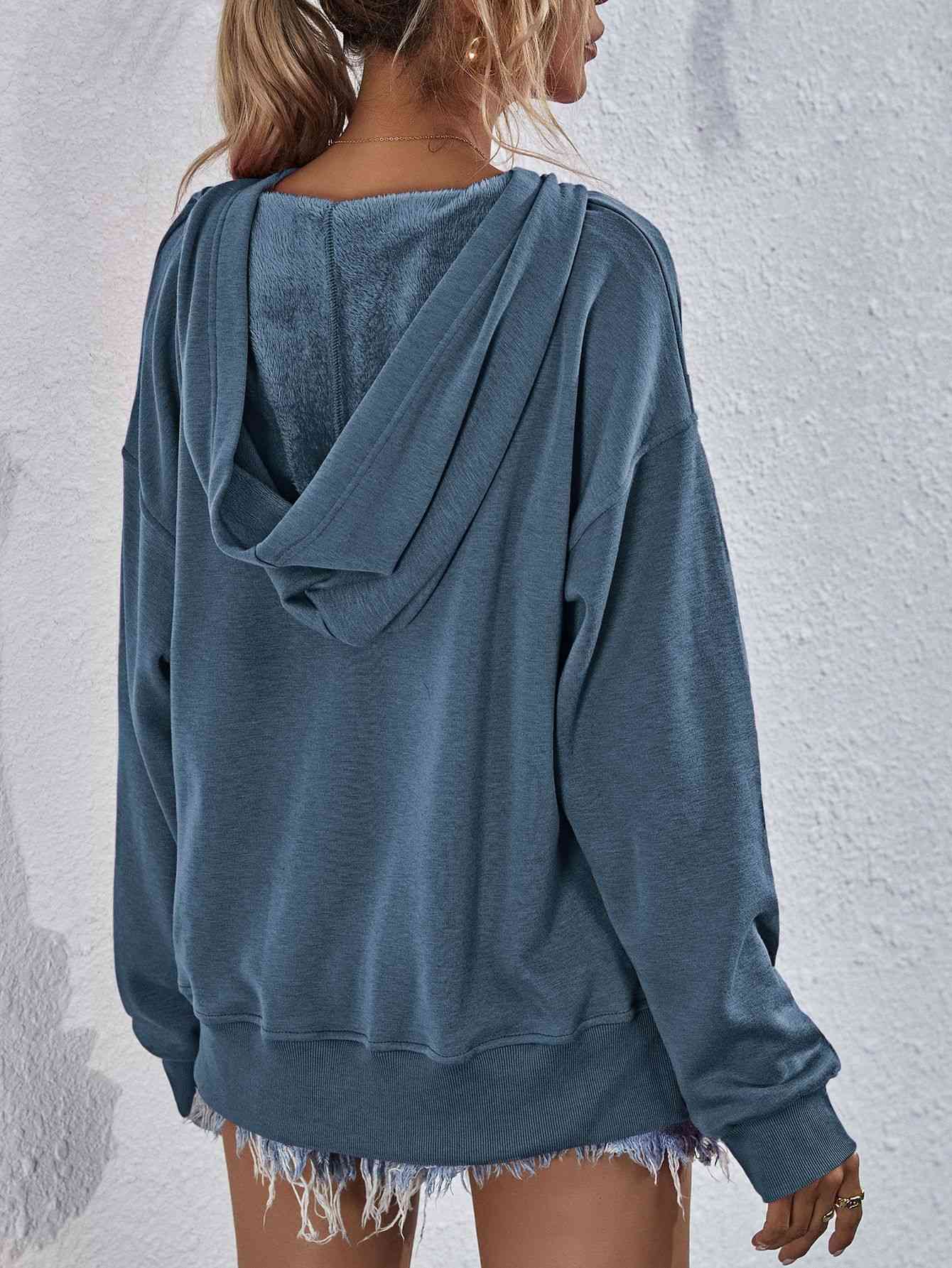 Dropped Shoulder Slit Hoodie - Hoodies & Sweatshirts - Shirts & Tops - 24 - 2024