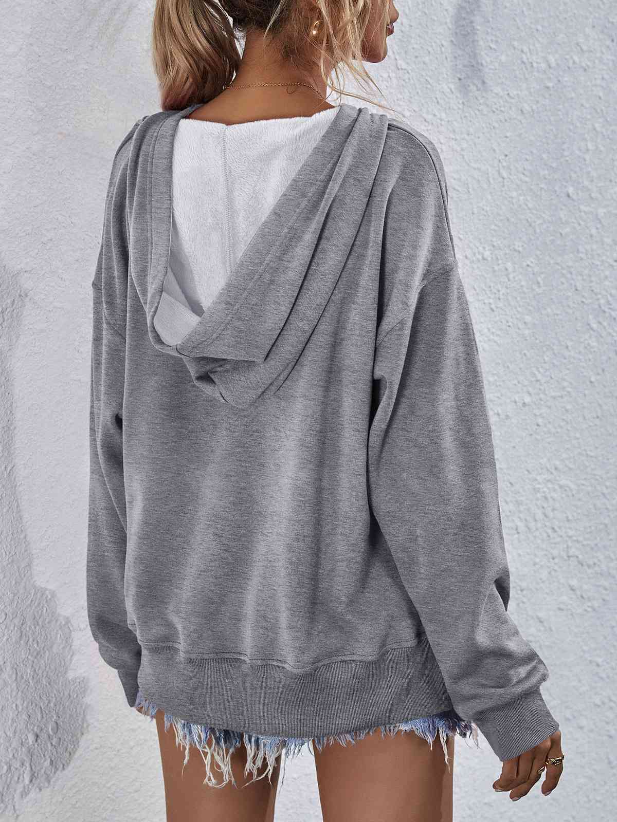 Dropped Shoulder Slit Hoodie - Hoodies & Sweatshirts - Shirts & Tops - 6 - 2024