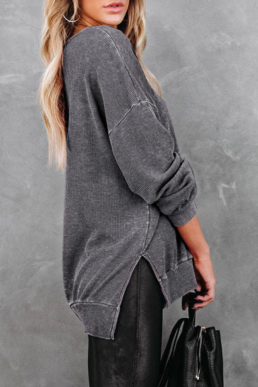 Dropped Shoulder Slit Sweatshirt - T-Shirts - Shirts & Tops - 3 - 2024