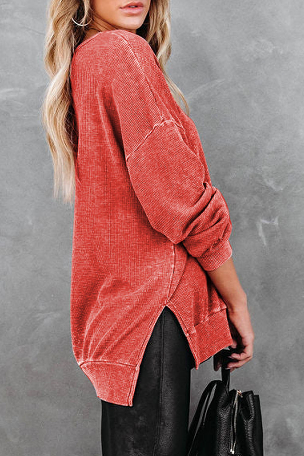 Dropped Shoulder Slit Sweatshirt - T-Shirts - Shirts & Tops - 8 - 2024