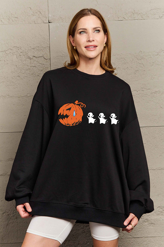 Full Size Graphic Dropped Shoulder Sweatshirt - Black / S - T-Shirts - Shirts & Tops - 1 - 2024