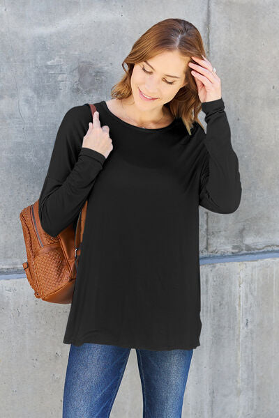 Round Neck Dropped Shoulder T-Shirt - Black / S - T-Shirts - Shirts & Tops - 17 - 2024