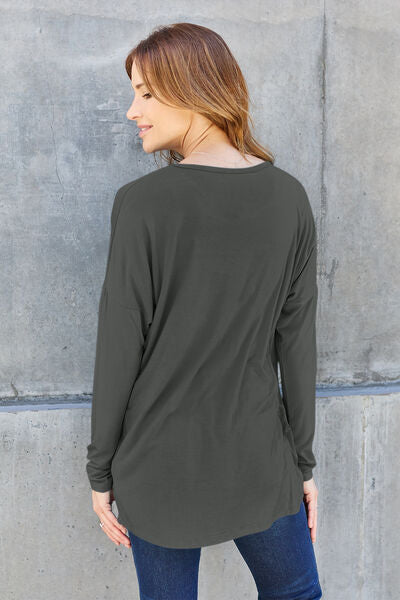 Round Neck Dropped Shoulder T-Shirt - T-Shirts - Shirts & Tops - 27 - 2024