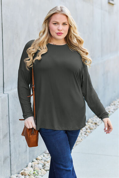 Round Neck Dropped Shoulder T-Shirt - T-Shirts - Shirts & Tops - 29 - 2024