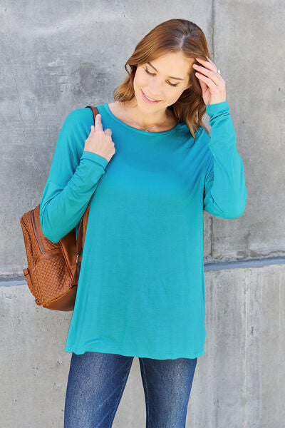 Round Neck Dropped Shoulder T-Shirt - Sky Blue / S - T-Shirts - Shirts & Tops - 9 - 2024