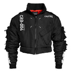 CRB-004 Black Crop Bomber Jacket - Women’s Clothing & Accessories - Jacket - 2