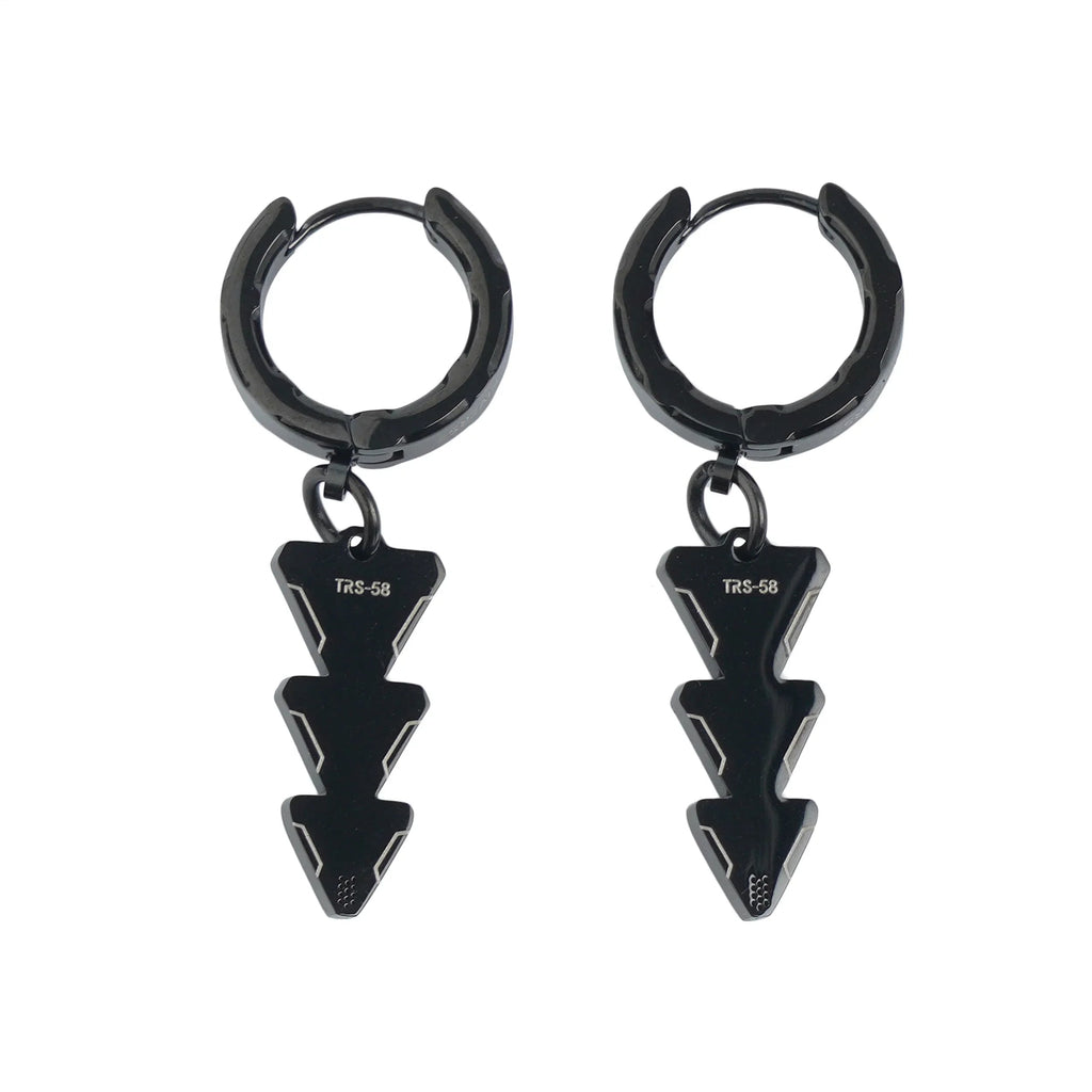 TRS-58 Black Steel Triangle Earrings