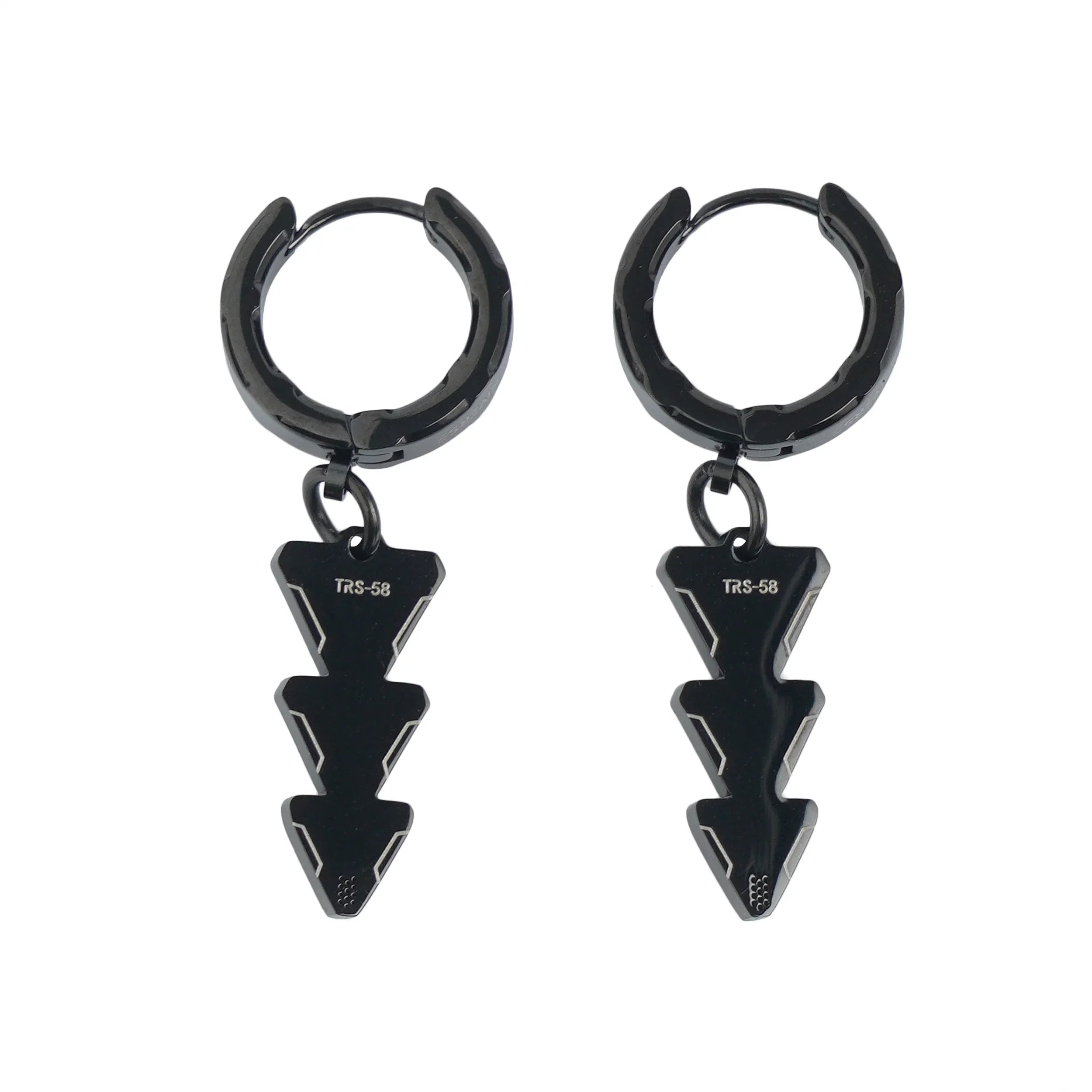 TRS-58 Black Steel Triangle Earrings