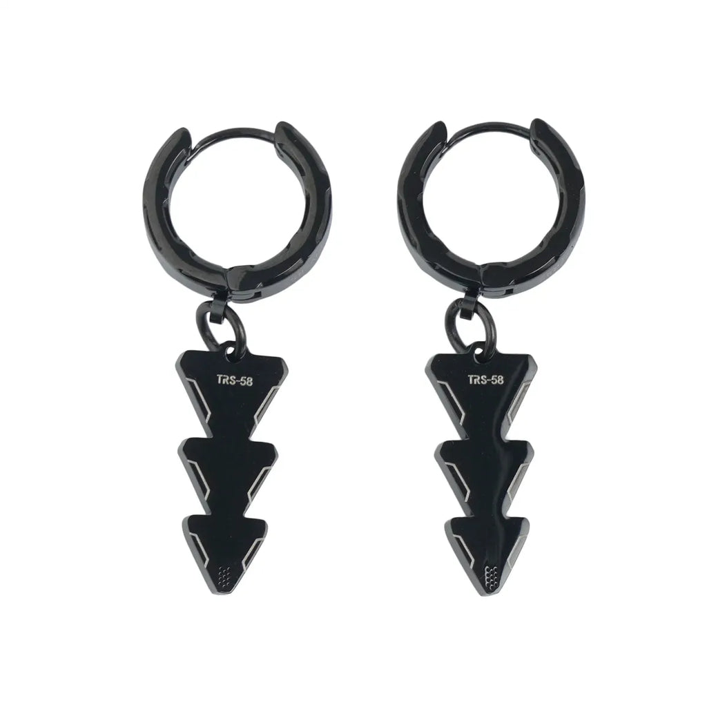 TRS-58 Black Steel Triangle Earrings - T-Shirts - Earrings - 2