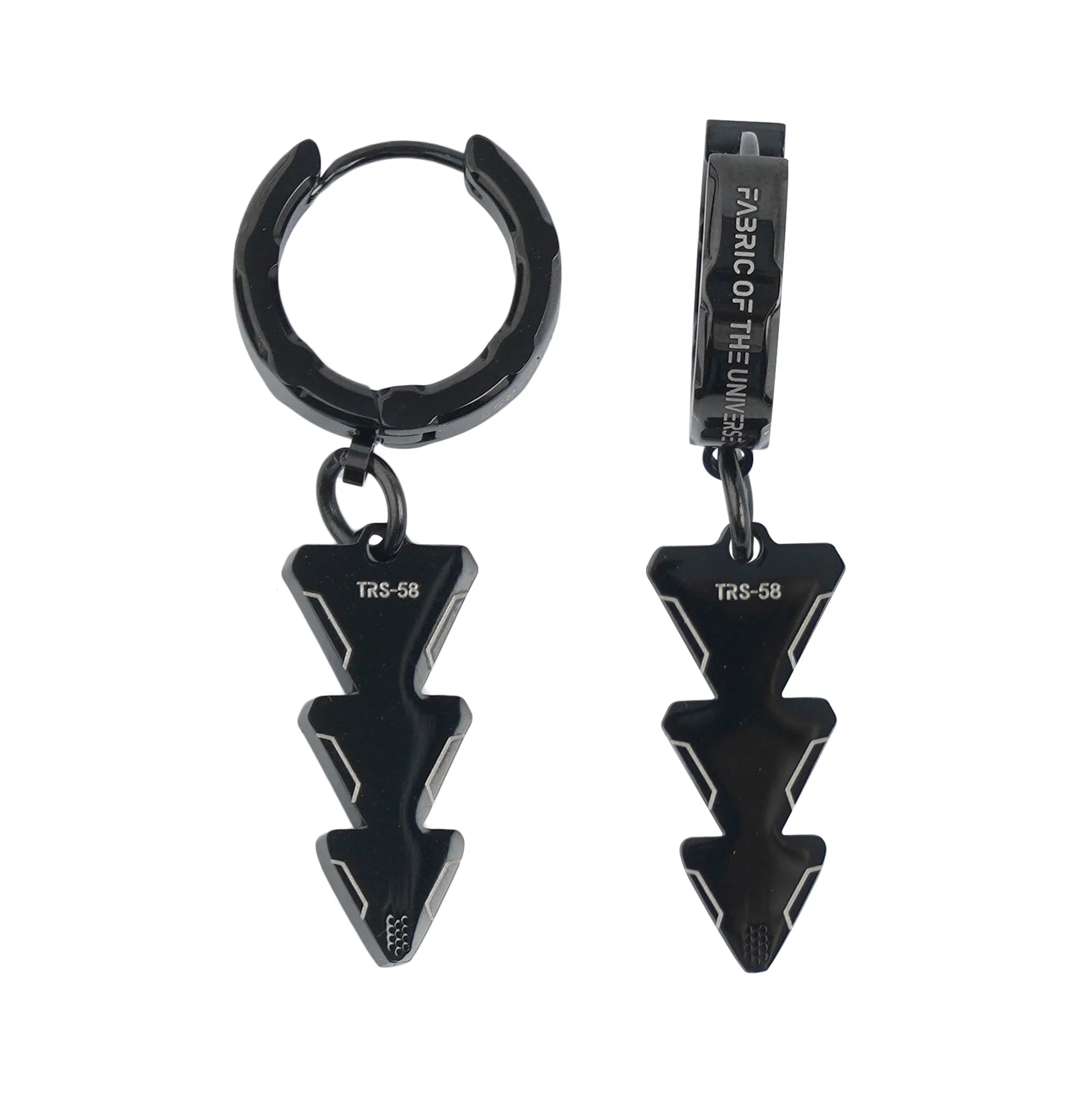 TRS-58 Black Steel Triangle Earrings