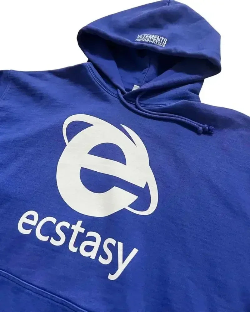 Ecstasy Print Oversized Hoodie - Harajuku Streetwear Pullover for Men & Women - Women’s Clothing & Accessories