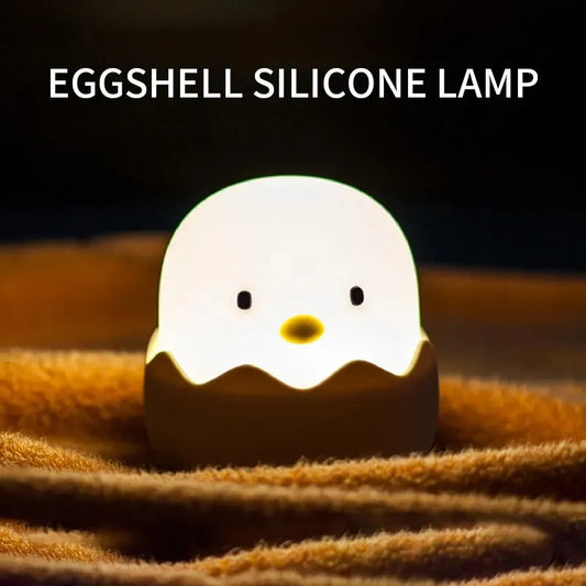 Eggshell Silicone LED Night Light – USB Rechargeable Lamp for Kids - Yellow / Warm yellow light - Stationary & More