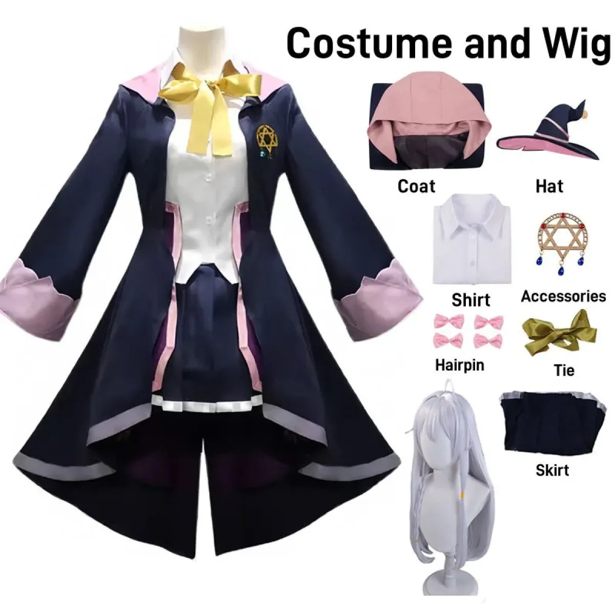 The Journey of Elaina Cosplay Costume - Witch Hat Wig Party Dress - Accessories - Long - Cosplay - 8