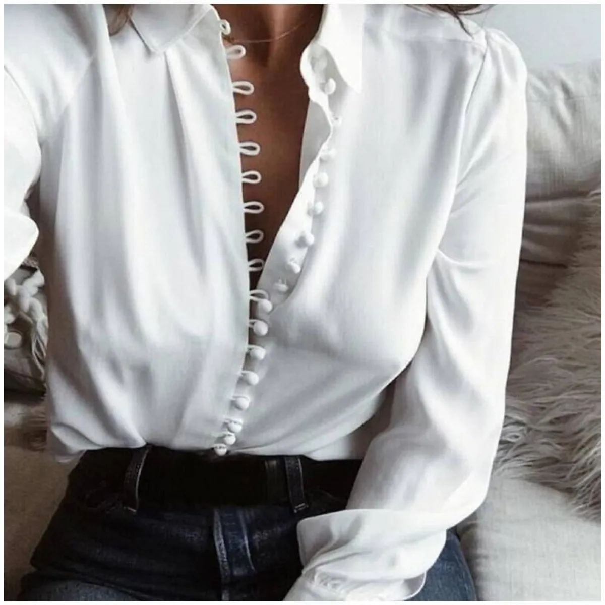 Women’s Elegant Buttons Blouse - Women’s Clothing & Accessories - 14