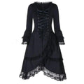 Elegant Gothic Lolita Dress - Big Bow Collar Lace-Up Pleated Design - All Dresses - 7