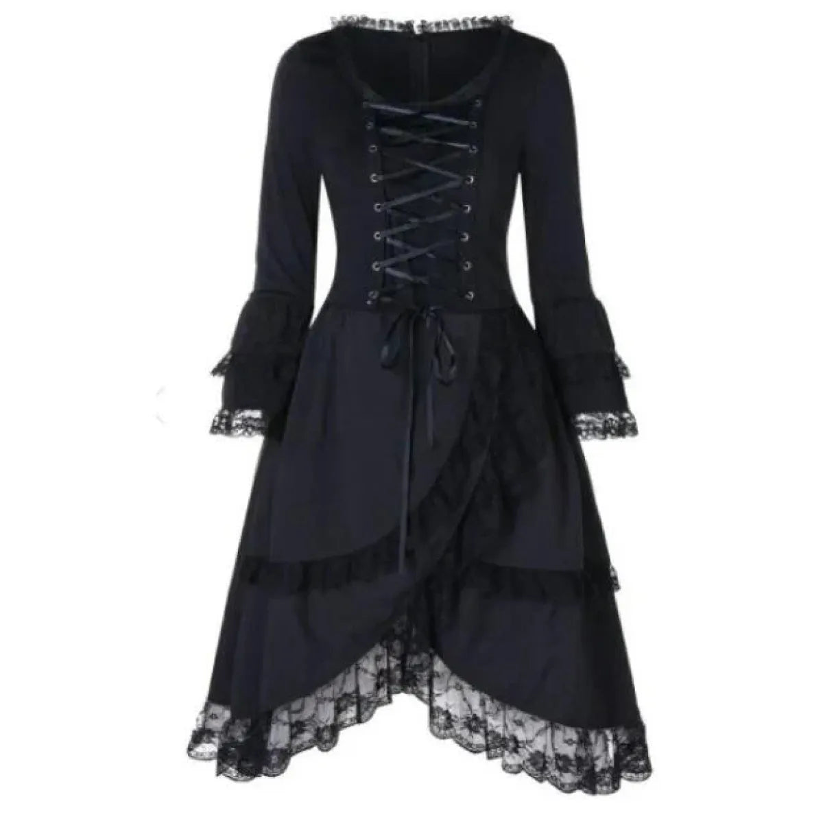 Elegant Gothic Lolita Dress - Big Bow Collar Lace-Up Pleated Design - All Dresses - 7
