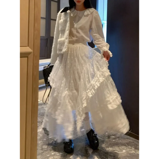 Lace Layered Long Skirt – Elegant Gothic Lolita Princess - Bottoms - Skirts - 1