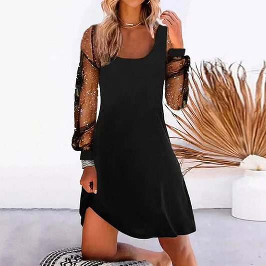 Elegant Mesh Sleeve Mini Dresses - All Dresses - 7