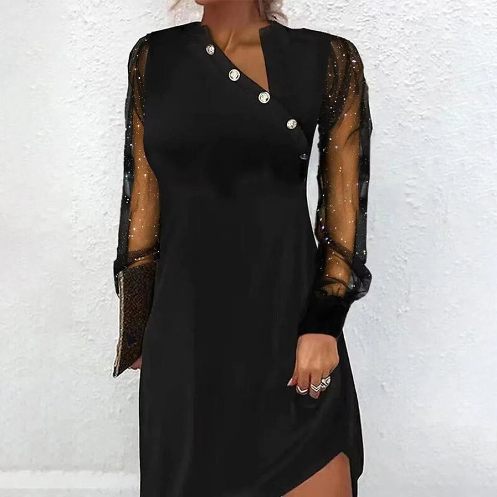 Elegant Mesh Sleeve Mini Dresses - All Dresses - 10