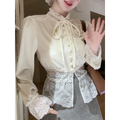 Ivory Lace-Trimmed Blouse – Elegant Retro Spring Style - Dresses - Long - Shirt - Shirt - 2