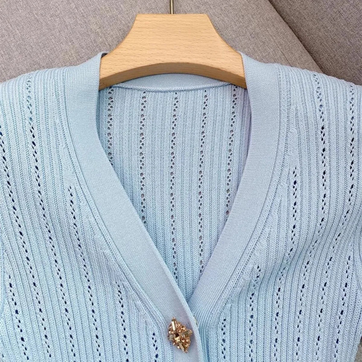 Elegant Ruffled Knit Maxi Dress with V-Neck - All Dresses - Maxi Dress - 3