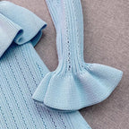 Elegant Ruffled Knit Maxi Dress with V-Neck - All Dresses - Maxi Dress - 4