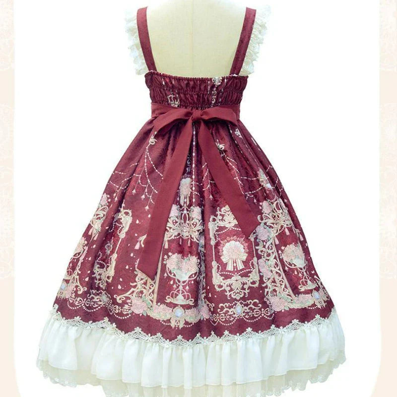 Elegant Vintage Lolita Dress - Kawaii Bow & Flower Print - All Dresses - Dresses - 10 - 2024