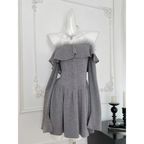 Off-Shoulder Lace Neckline Dress – Elegant Y2K Style - All Dresses - Long - Round - Dresses - 2