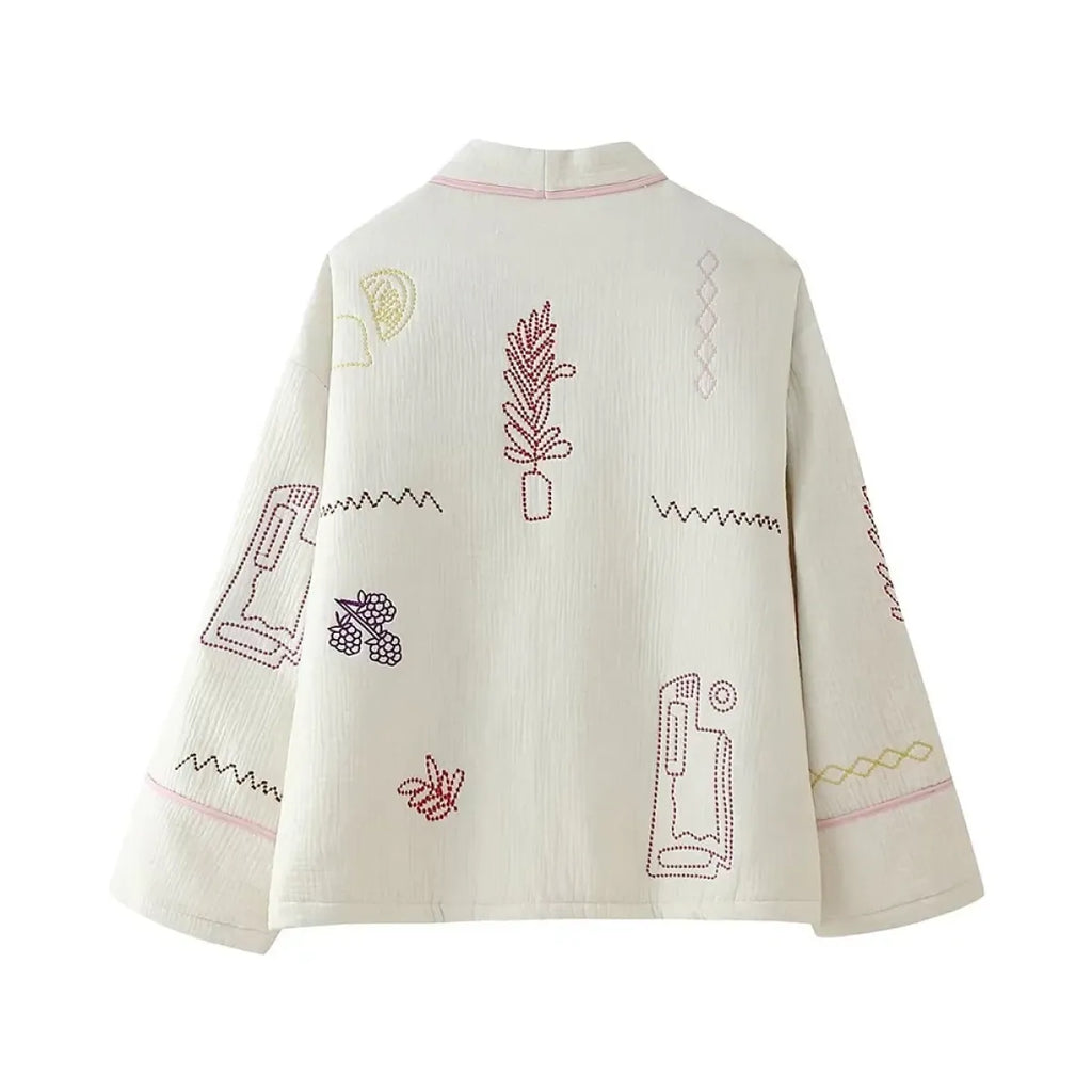 Embroidered Cotton Winter Jacket – Minimalist Chic - Jackets & Coats - Jacket - 5