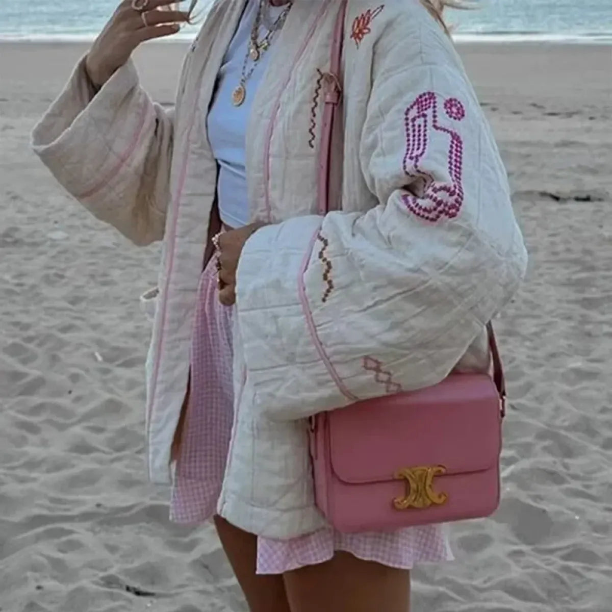 Embroidered Cotton Winter Jacket – Minimalist Chic - Jackets & Coats - Jacket - 2