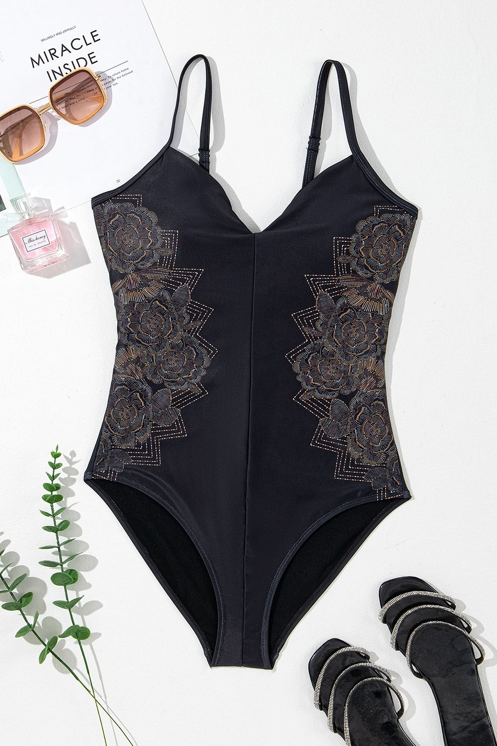 Embroidered V-Neck One-Piece Swimwear - Women’s Clothing & Accessories - Swimwear - 2 - 2024