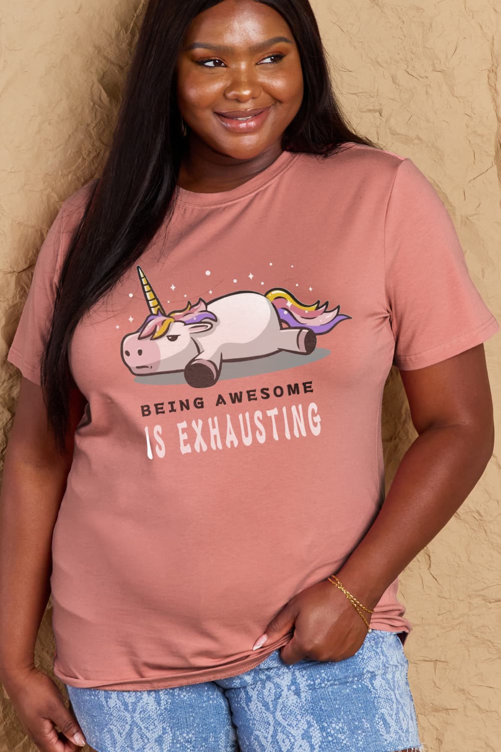 Full Size BEING AWESOME IS EXHAUSTING Graphic Cotton Tee - T-Shirts - Shirts & Tops - 10 - 2024