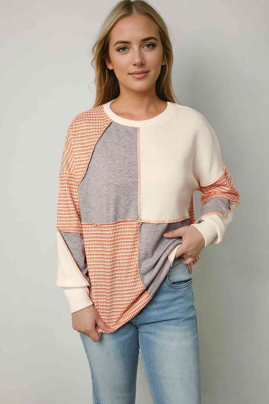 Color Block Exposed Seam Sweatshirt - Multicolored / S - T-Shirts - Shirts & Tops - 1 - 2024