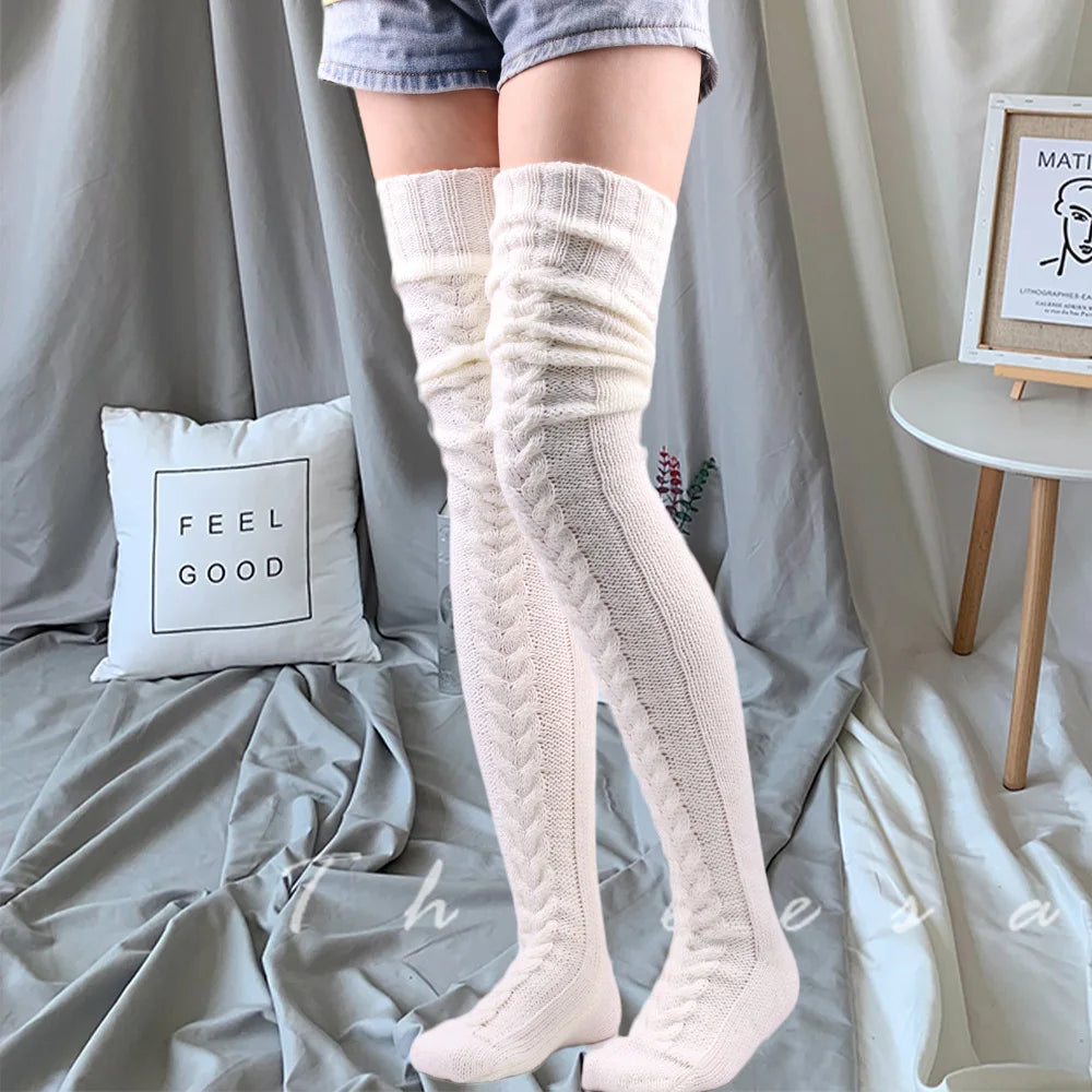 Extra Long Thigh High Stockings - Harajuku Winter Leg Warmers - White / 85cm - Socks & Hosiery - Socks - 12 - 2024