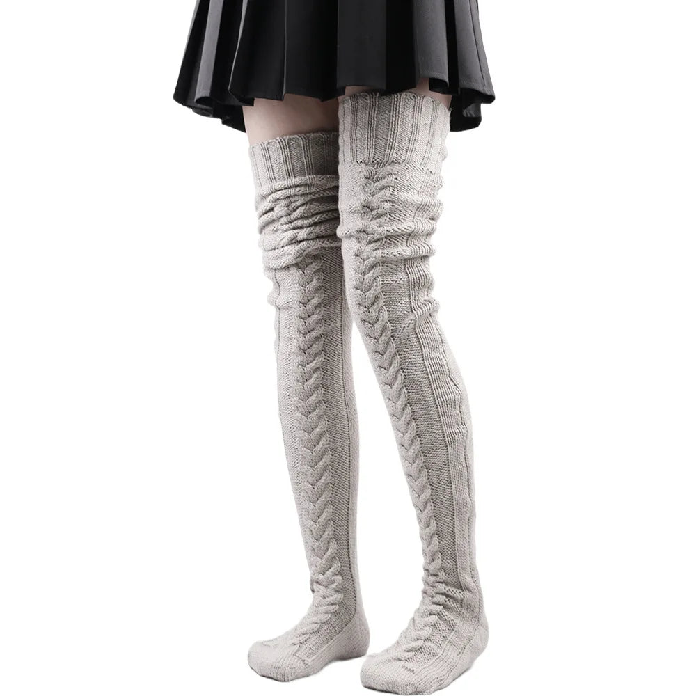 Extra Long Thigh High Stockings - Harajuku Winter Leg Warmers - Gray / 85cm - Socks & Hosiery - Socks - 8 - 2024