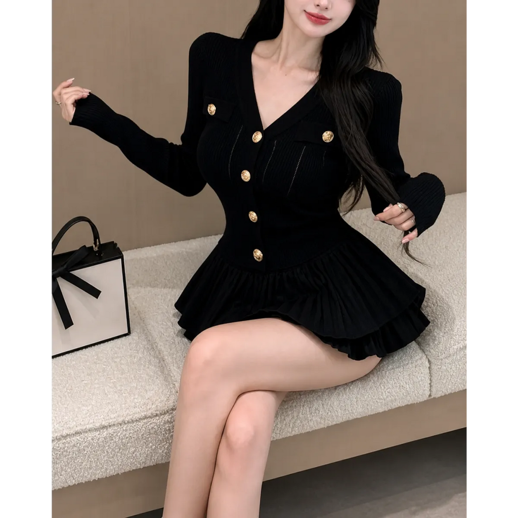 Y2K Kawaii Knitted Two-Piece Set – Elegant Mini Skirt Suit - Bottoms - Short - Round - Clothing Sets - 2