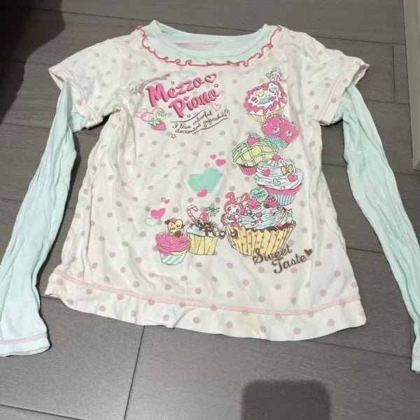Fairy Cartoon Print Casual T-Shirt - T-Shirts - Long - Round - Women T-shirts - 1