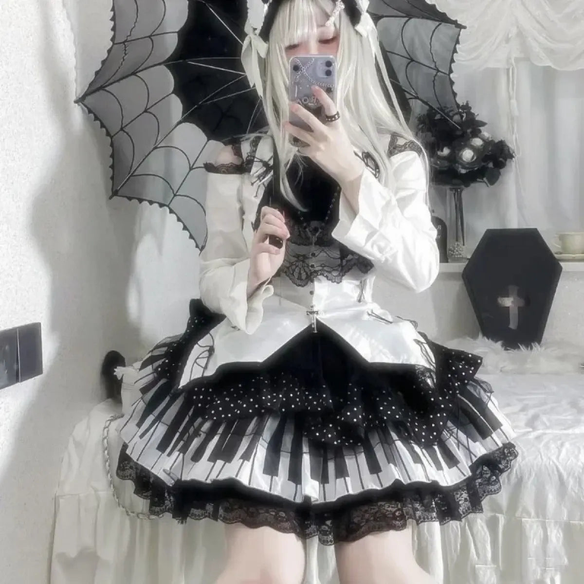 Harajuku Gothic Lolita Lace Skirt – Y2K Punk Fairy Grunge Kawaii - Bottoms - Skirts - 1